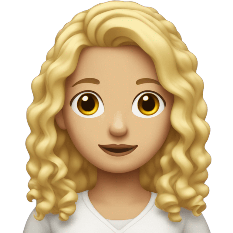 blonde girl with middle part curled hair emoji