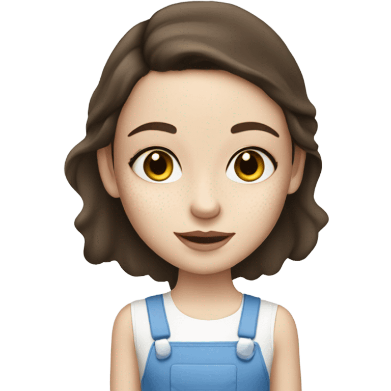 White Skin care on white freackles skin of a brunett blue eyes girl having skincare emoji