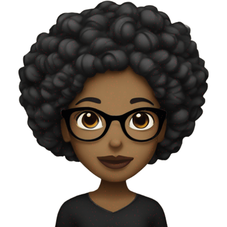 Black girl with black glasses curly black hair big lips  emoji