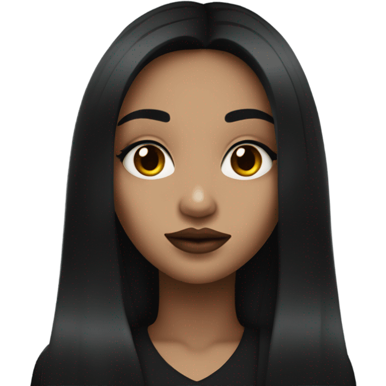 black haired girl with dark makeup emoji