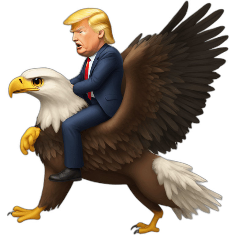 Trump riding an eagle emoji