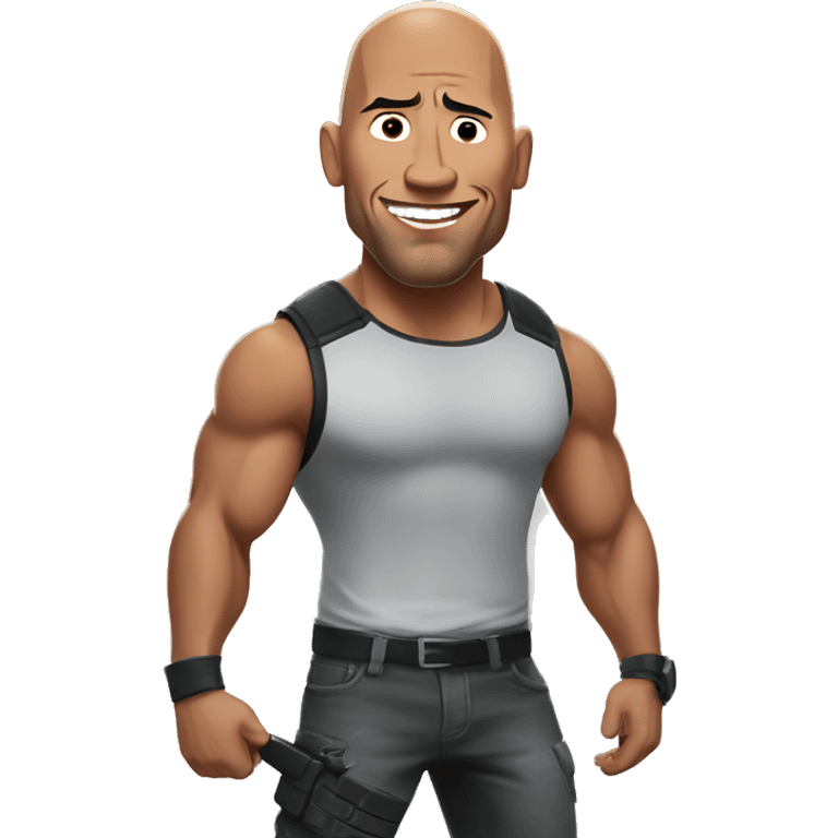 The rock playing fortnite emoji