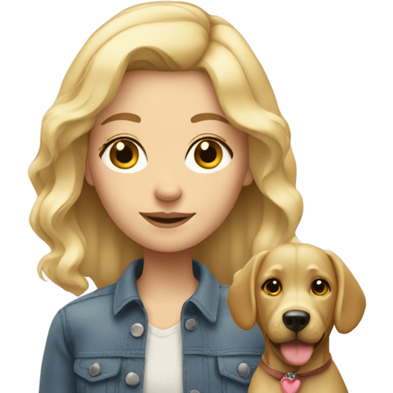 blonde girl with dog outside emoji