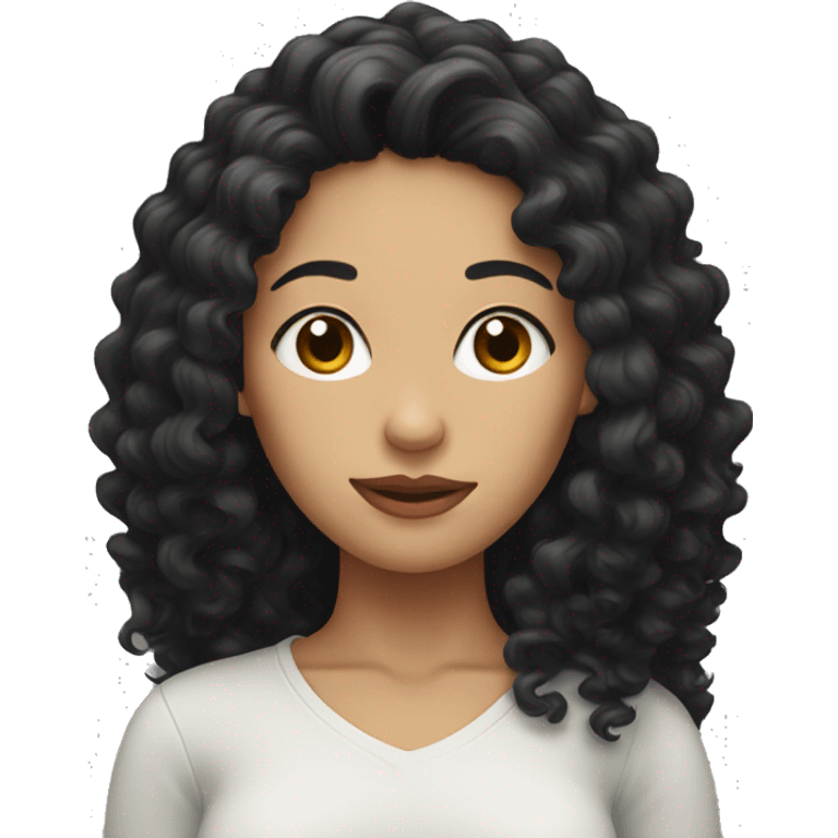 Head, woman with long black curly hair emoji