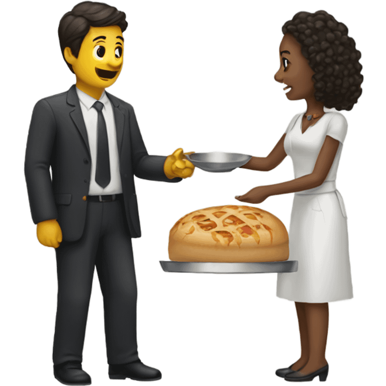 A man serves a woman emoji