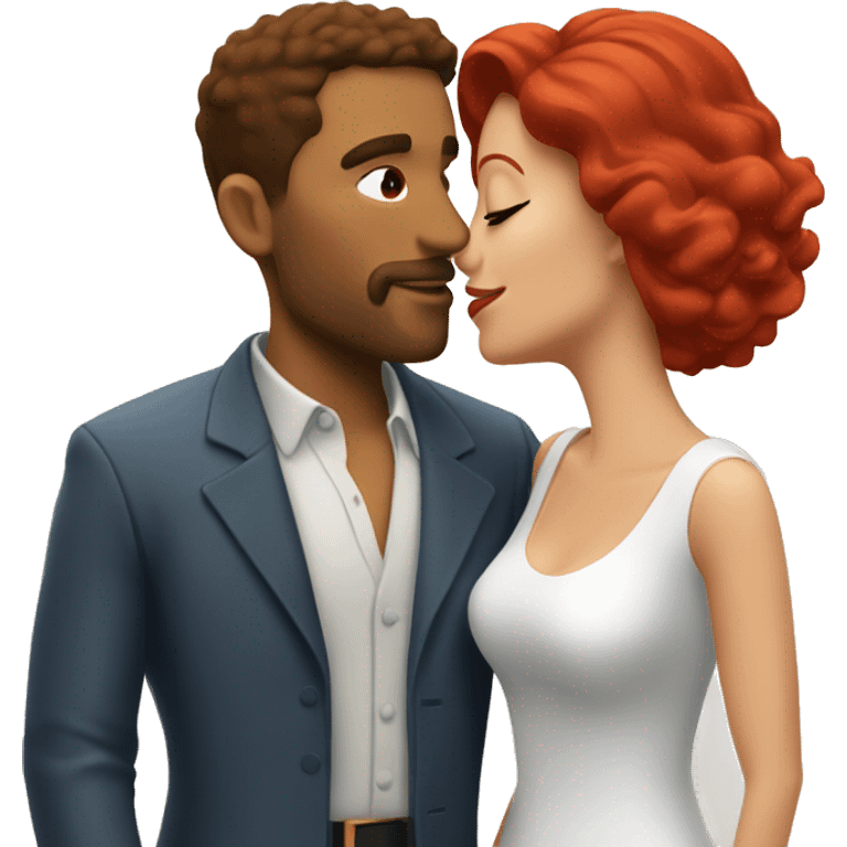 Puerto Rican man with red haired white wife, kissing  emoji