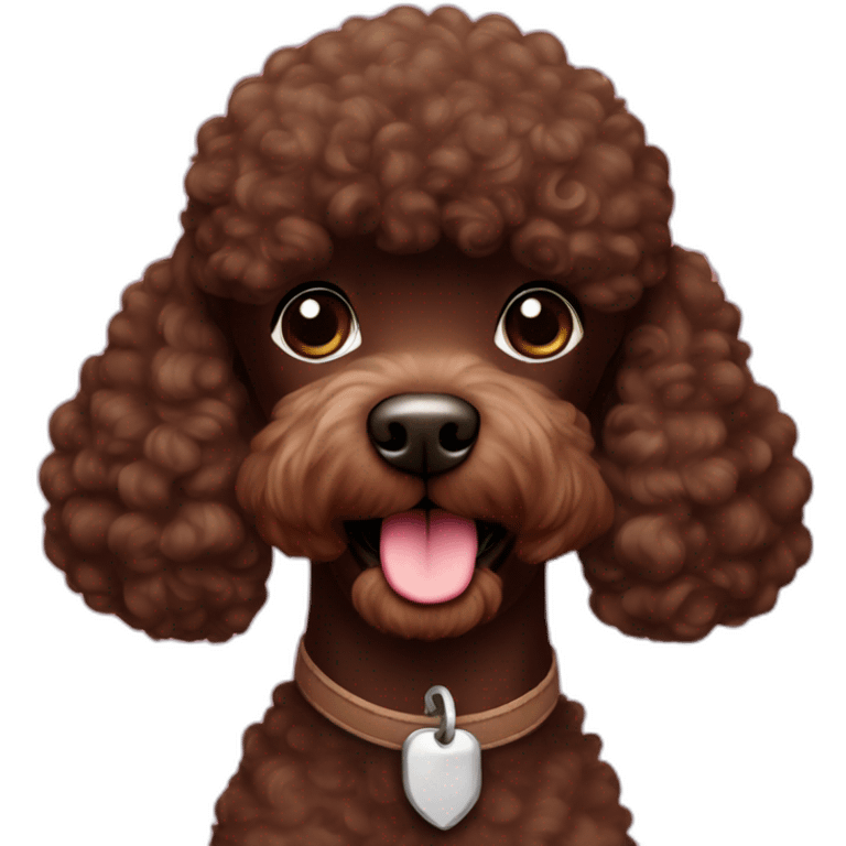 Chocolate poodle Asian cut emoji