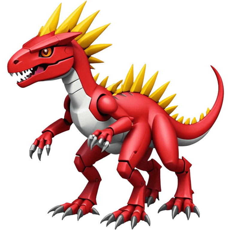 Spiky Cool Edgy Futuristic shiny colorful Digimon-Fakemon-Guilmon-Velociraptor-Mecha full body emoji