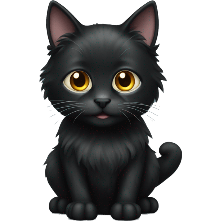 black cat domestic long-haired with white spot emoji