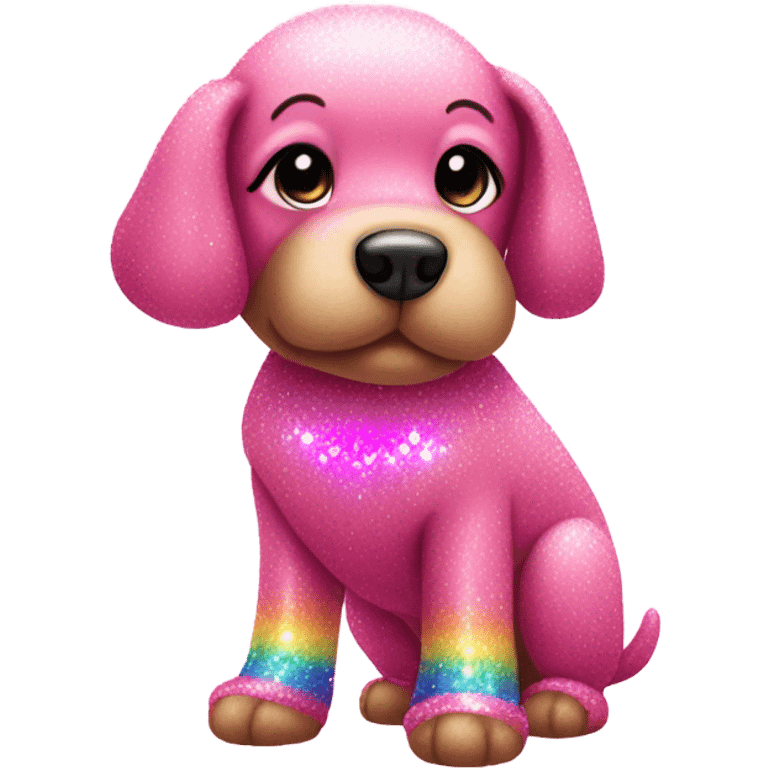 All Pink sparkly dog with rainbow boots  emoji