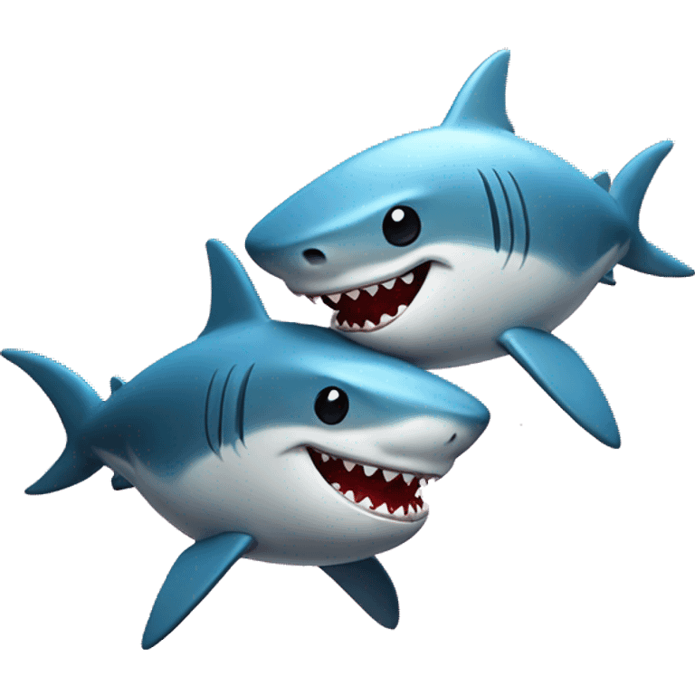 cute realistic sharks in love emoji