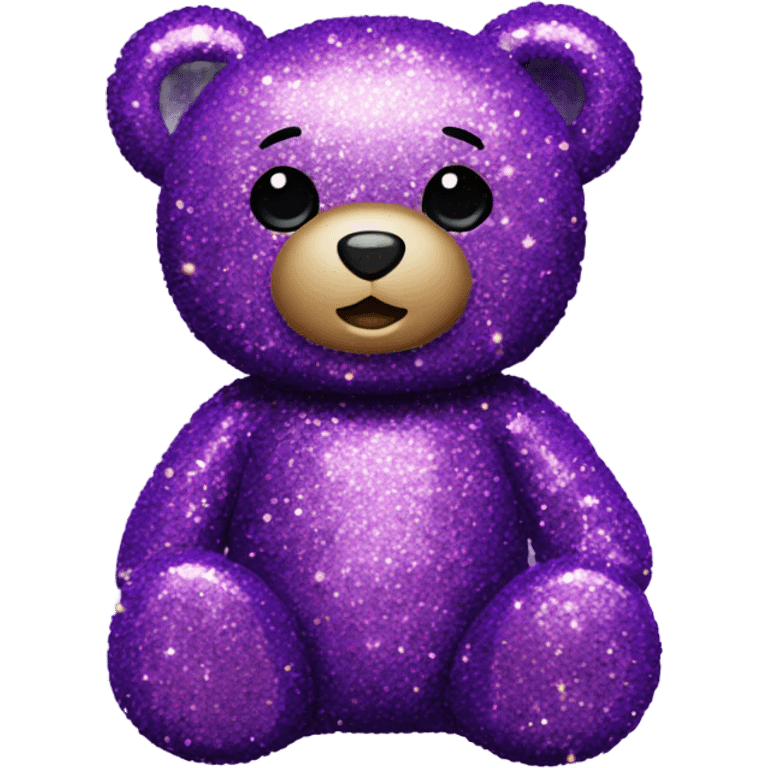 Glitter sequins teddy bear purple  emoji