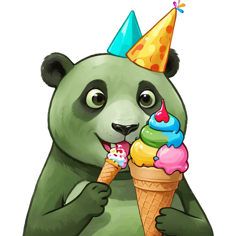 Panda eating ice cream emoji