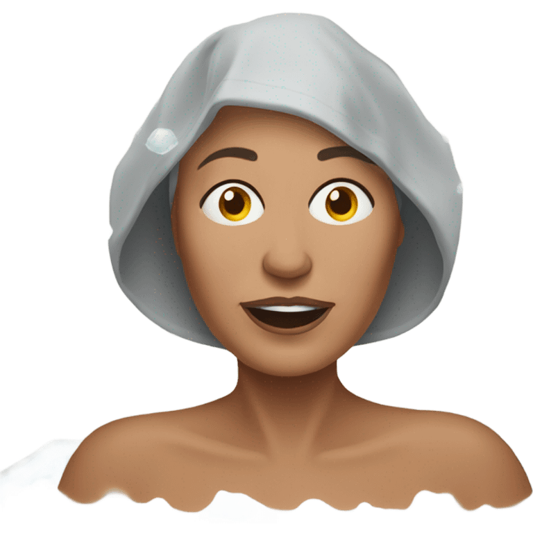 Middle aged woman in a cold plunge emoji