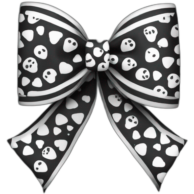 Black with skull pattern bow emoji