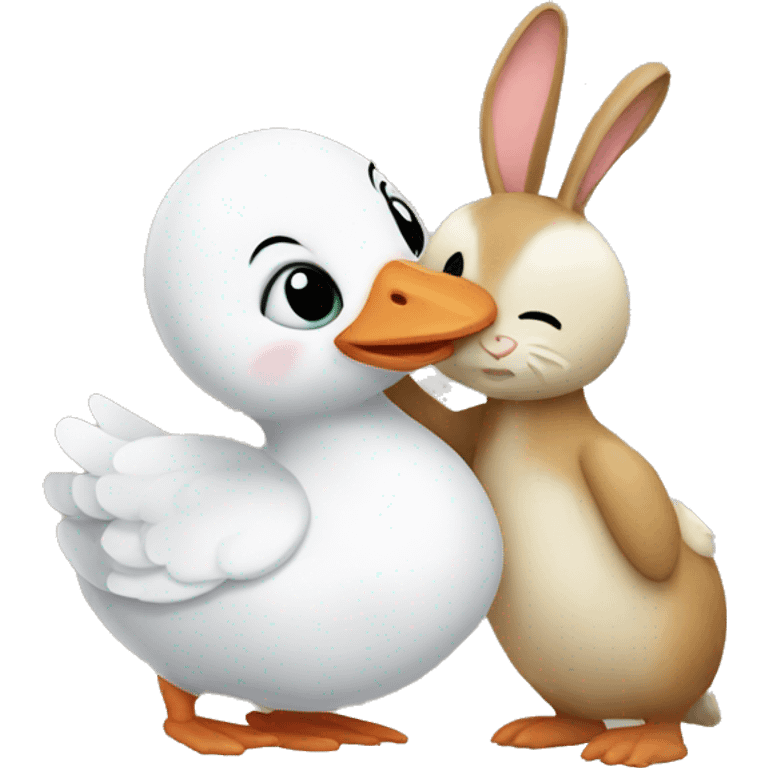 goose and bunny hugging  emoji