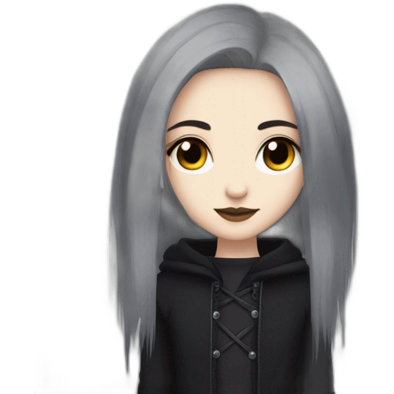 goth,girl,ash color hair,adorable,thin face,reddish eyes,gay,lesbian,cuddling emoji