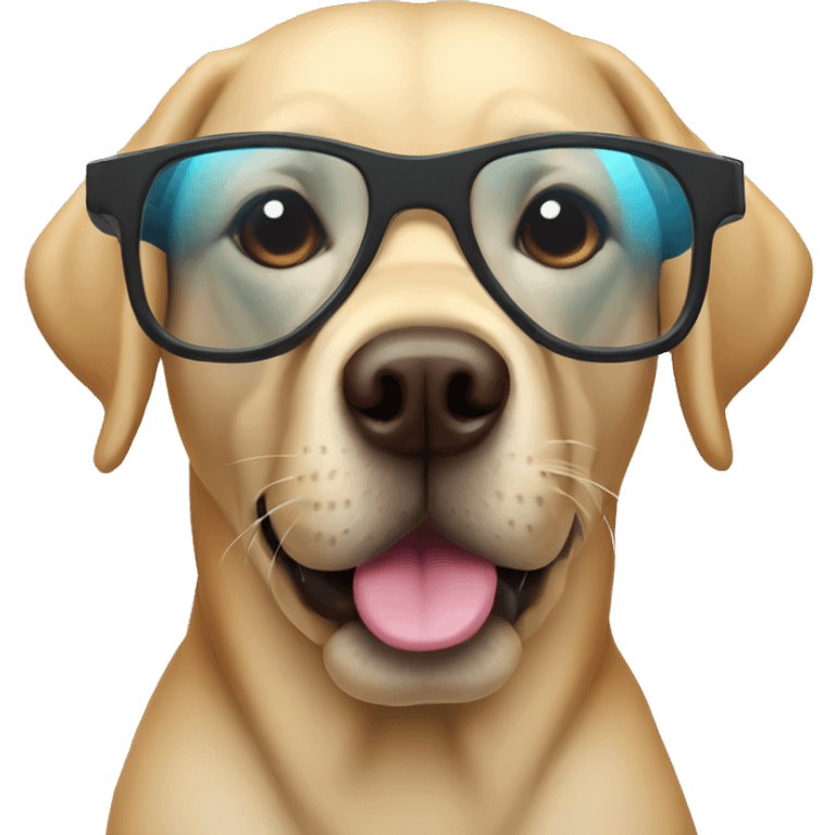 labrador with 3D glasses emoji