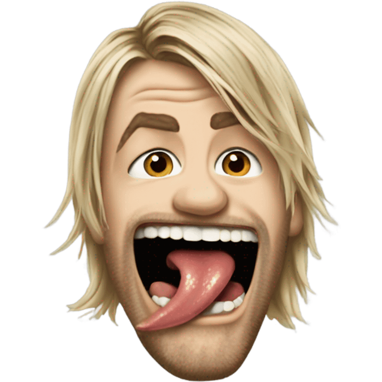 Kurt Cobain sticking his tounge out emoji