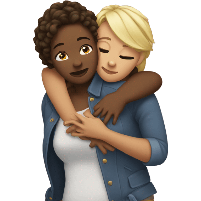 Lesbian hugging her girlfriend from behind emoji