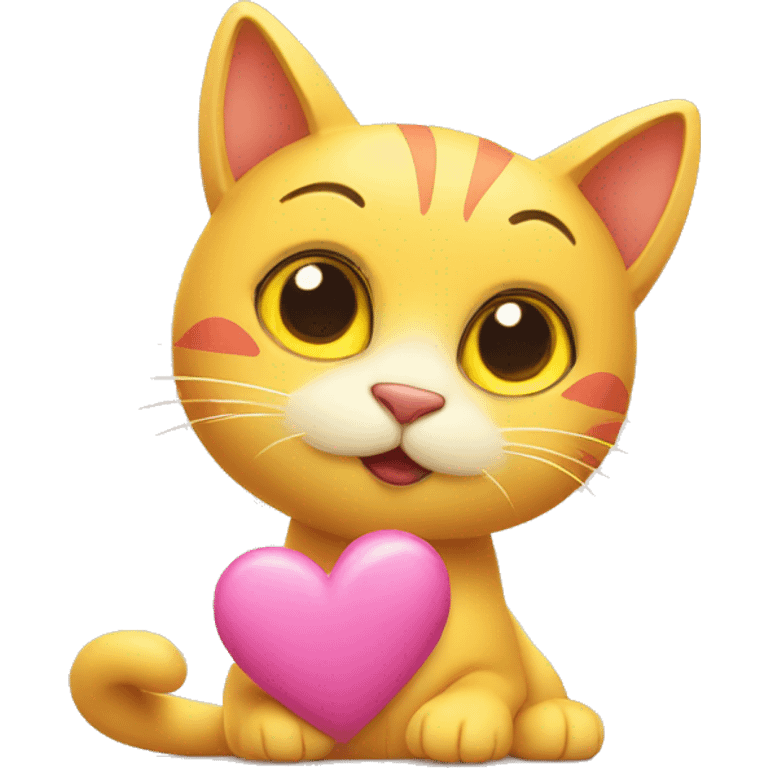 Yellow Cat with heart eyes and 3 hearts around face emoji