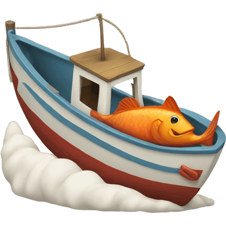 fish and boat emoji