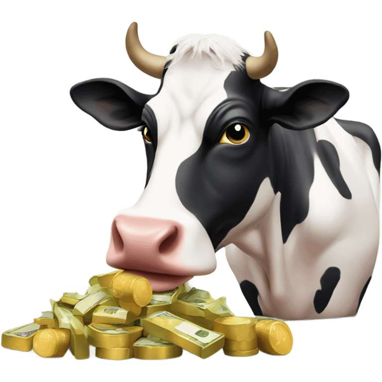 Cow eating money  emoji