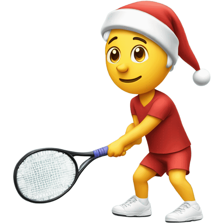 Tennis player playing tennis right handed wearing Santa hat Caucasian emoji