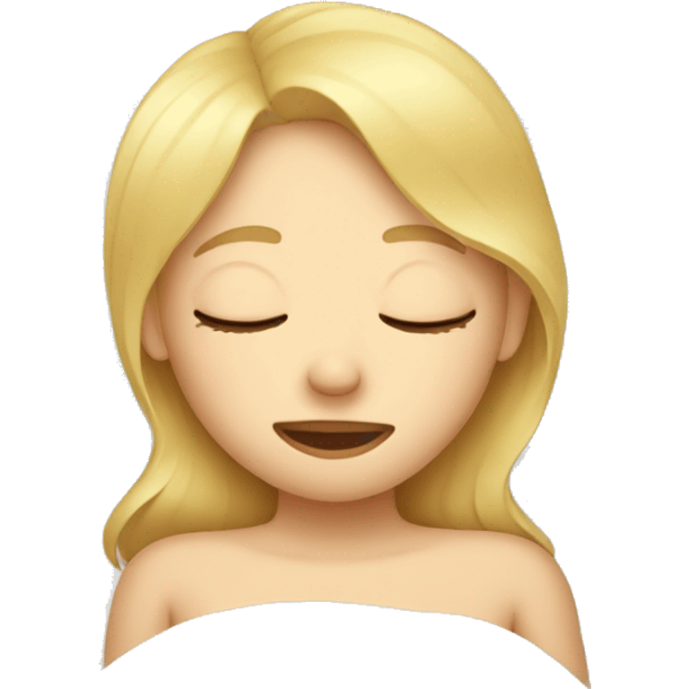 Blond girl sleeping in bed  emoji