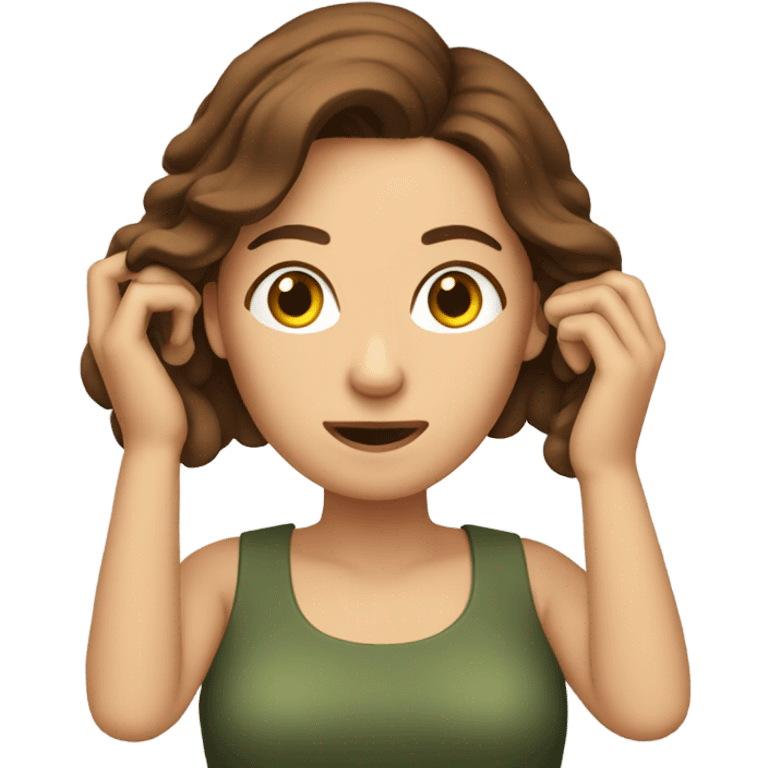 Brown hair woman pulling  hair  emoji