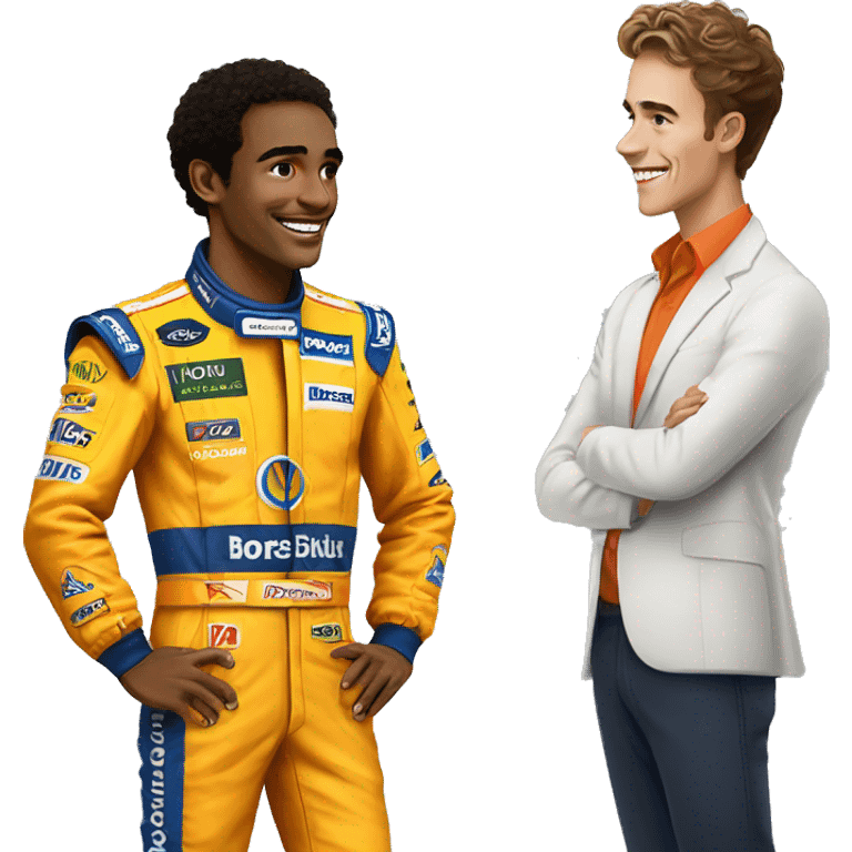 guy standing next to Lando Norris from Formula 1 emoji