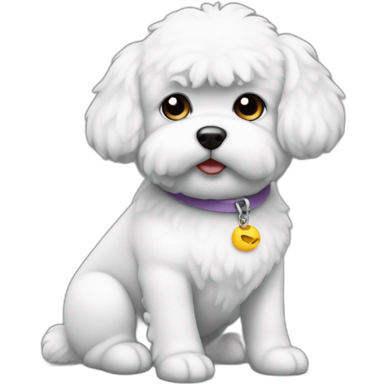 A sitting bichon who tilts his head to the side  emoji