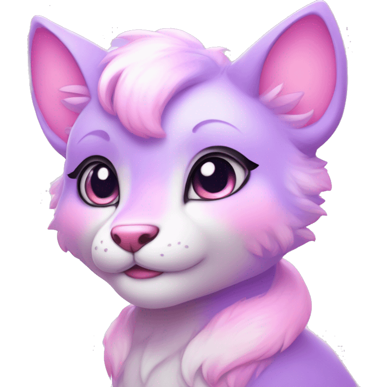 Kawaii cute gorgeous colorful sparkly bright light pastel lilac-pink-white-gradient fantasy ethereal anthro fursona animal creature emoji