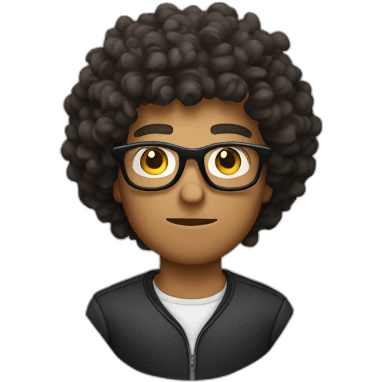 guy with curly hair and glasses making a bomb emoji