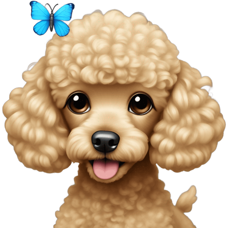 Blonde Toy poodle with blue butterfly  emoji