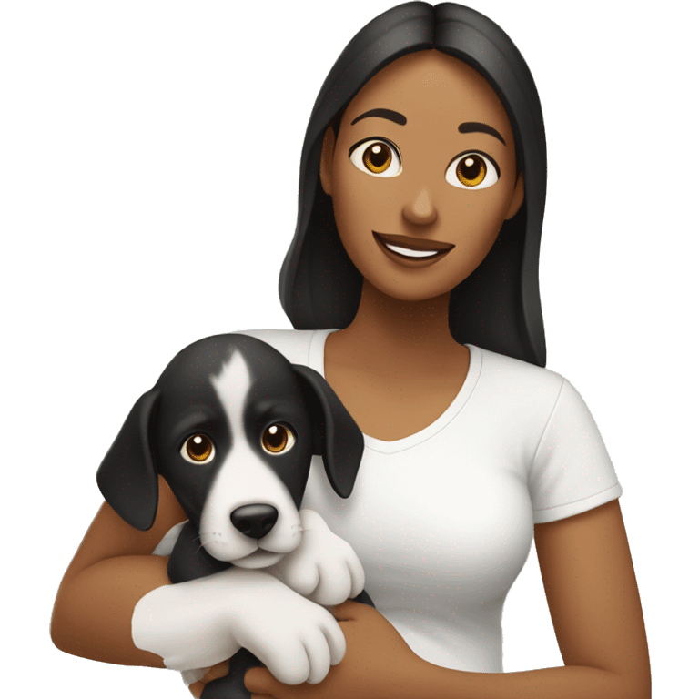 mom with baby and balck/white dog  emoji