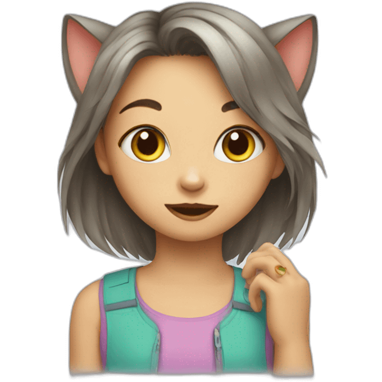 cat with girl emoji