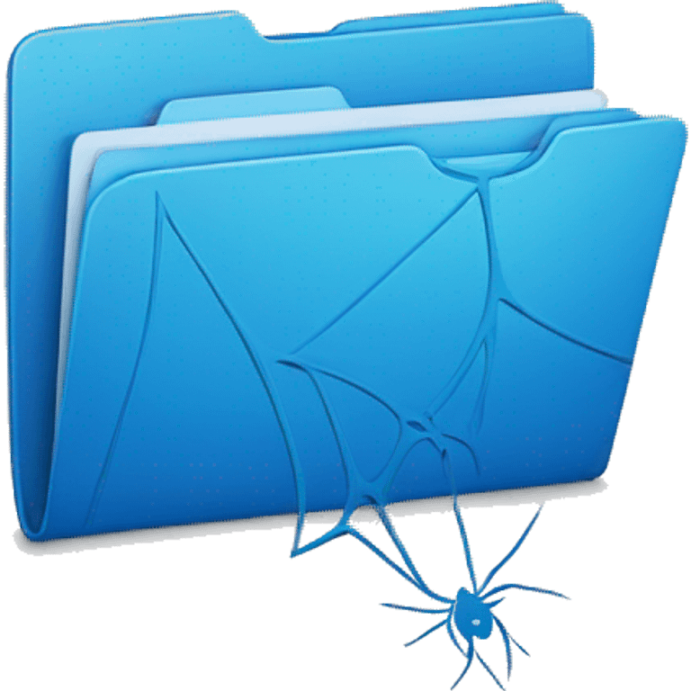 blue folder icon with a spiderweb on top emoji