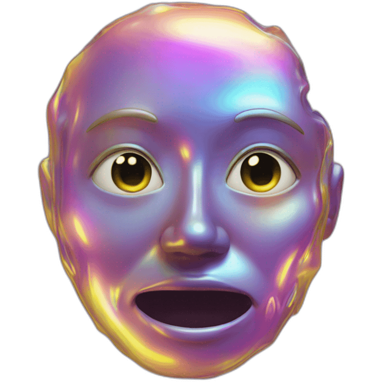 Trippy melting face holographic emoji