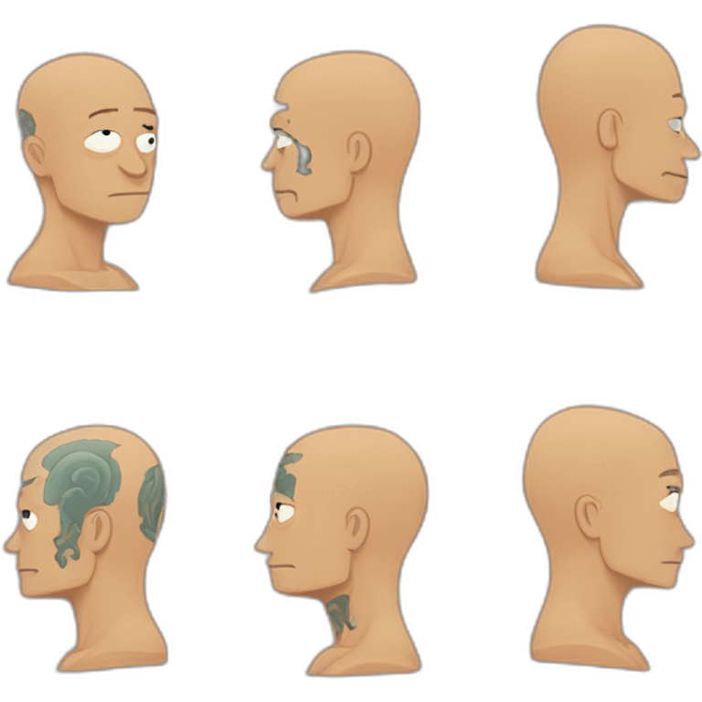 Tattooed bald man style Futurama emoji