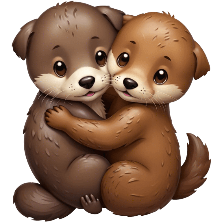 A dog and otter, hugging each other emoji