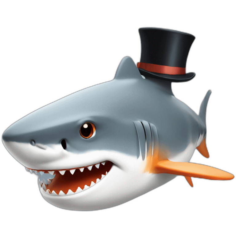 Shark with a top hat orange emoji