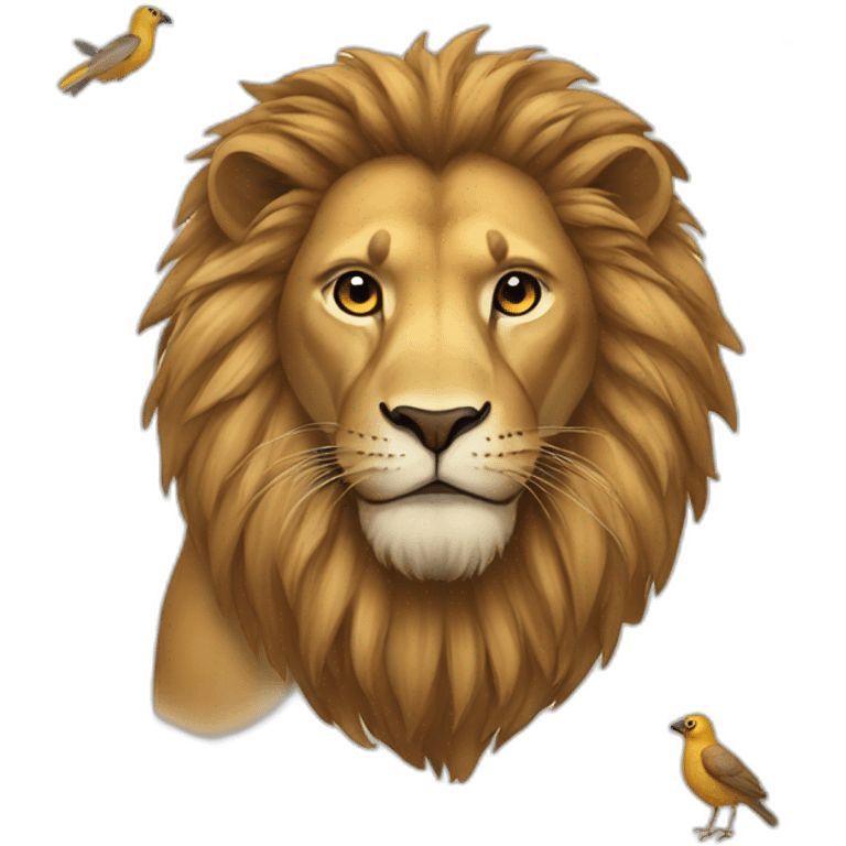 lion and birds emoji