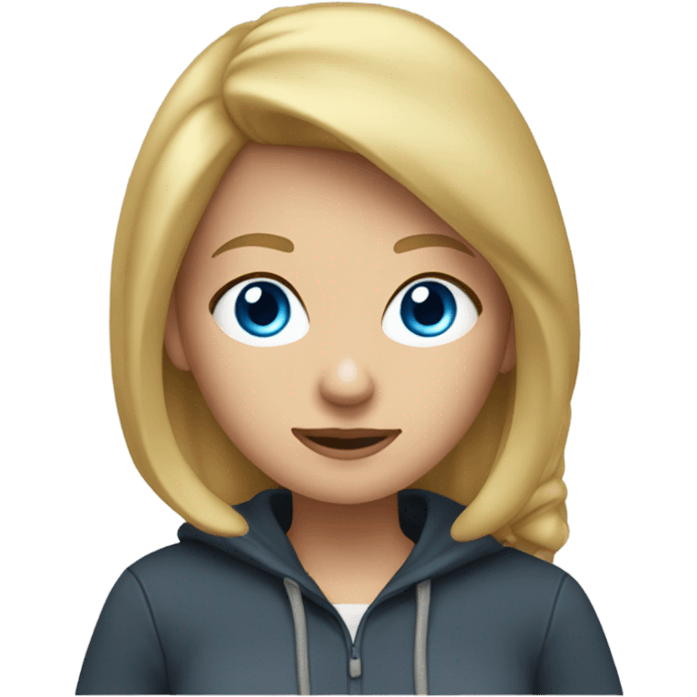 Female blond haired blue eyed teacher wearing a hoodie and sweatpants emoji