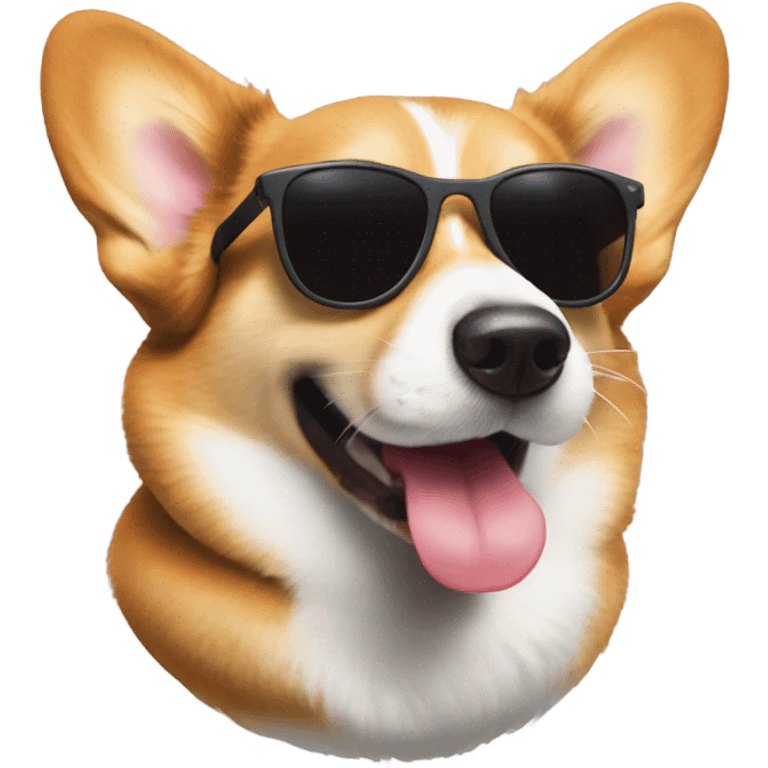 Corgi sticking out tongue and sunglasses emoji