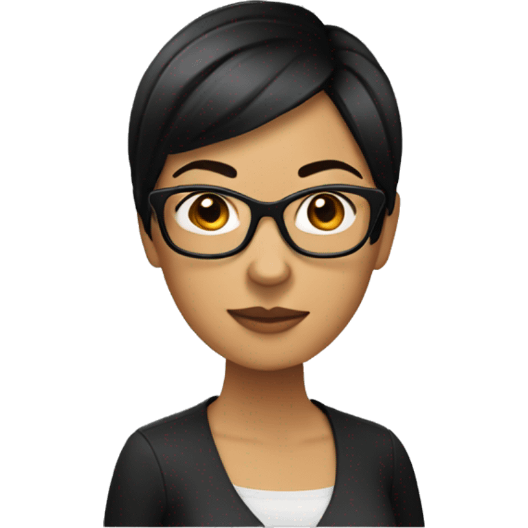 Hispanic woman with short straight black hair and glasses emoji