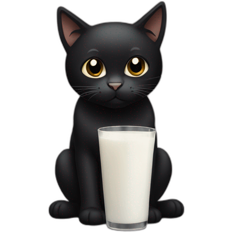 black cat drinking milk emoji