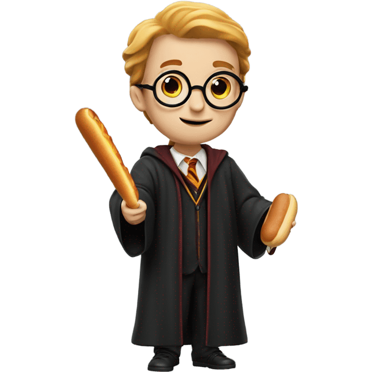 Harry Potter with a hot dog wand emoji