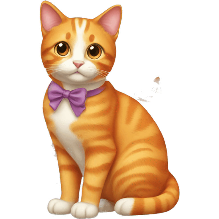 Orange cat with bow emoji