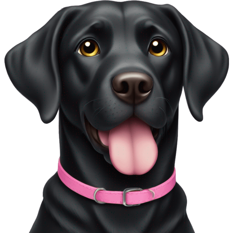 Black Labrador dog wearing pink collar  emoji